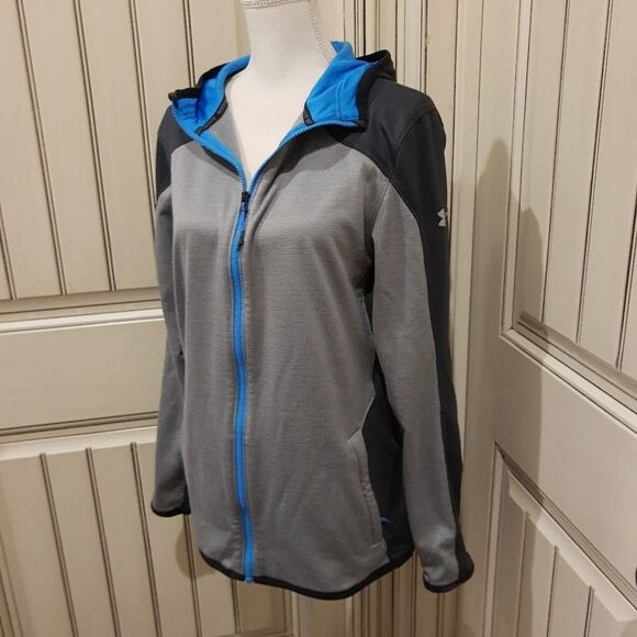 Under Armour Cold Gear Reactor Size Medium Zip Up Jacket Gray Blue - Picture 3 of 12